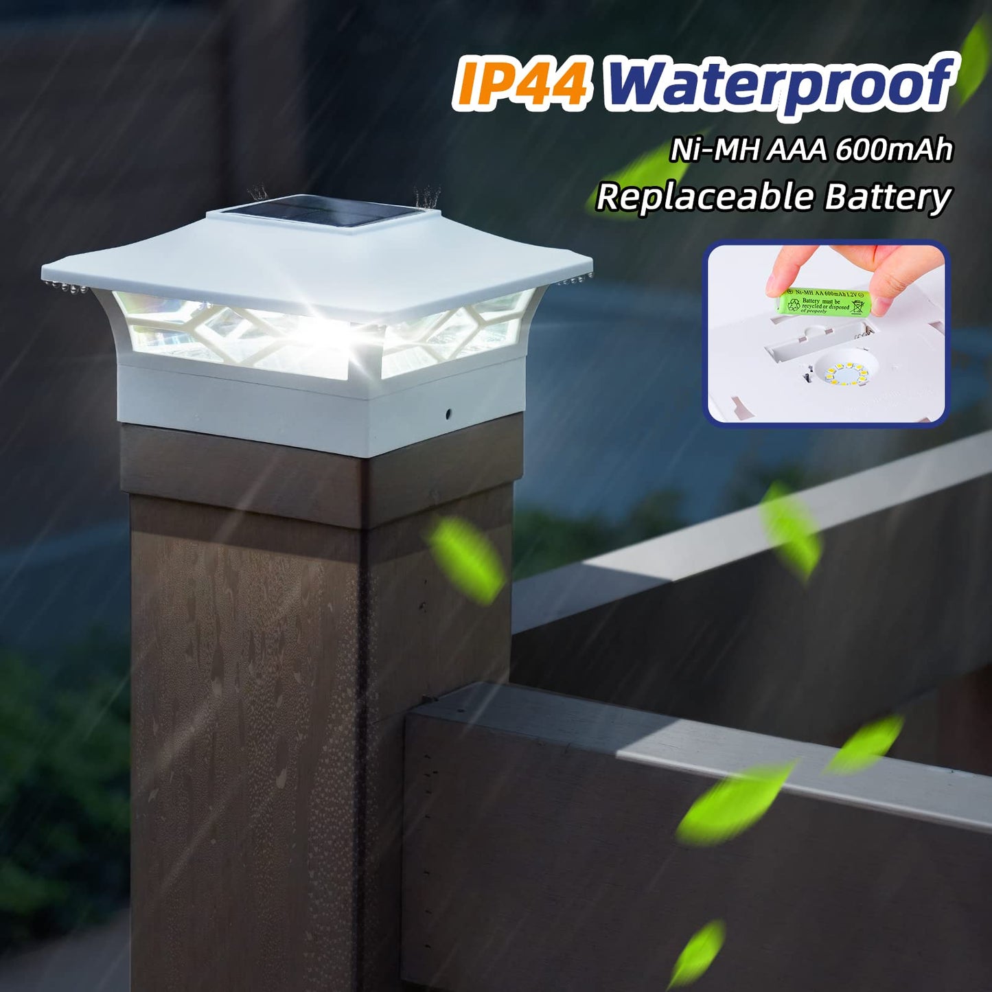 Aponuo 4X4 Post Solar Lights, 12 Pack, Waterproof, Auto On/Off, White, Model Tz13-W12