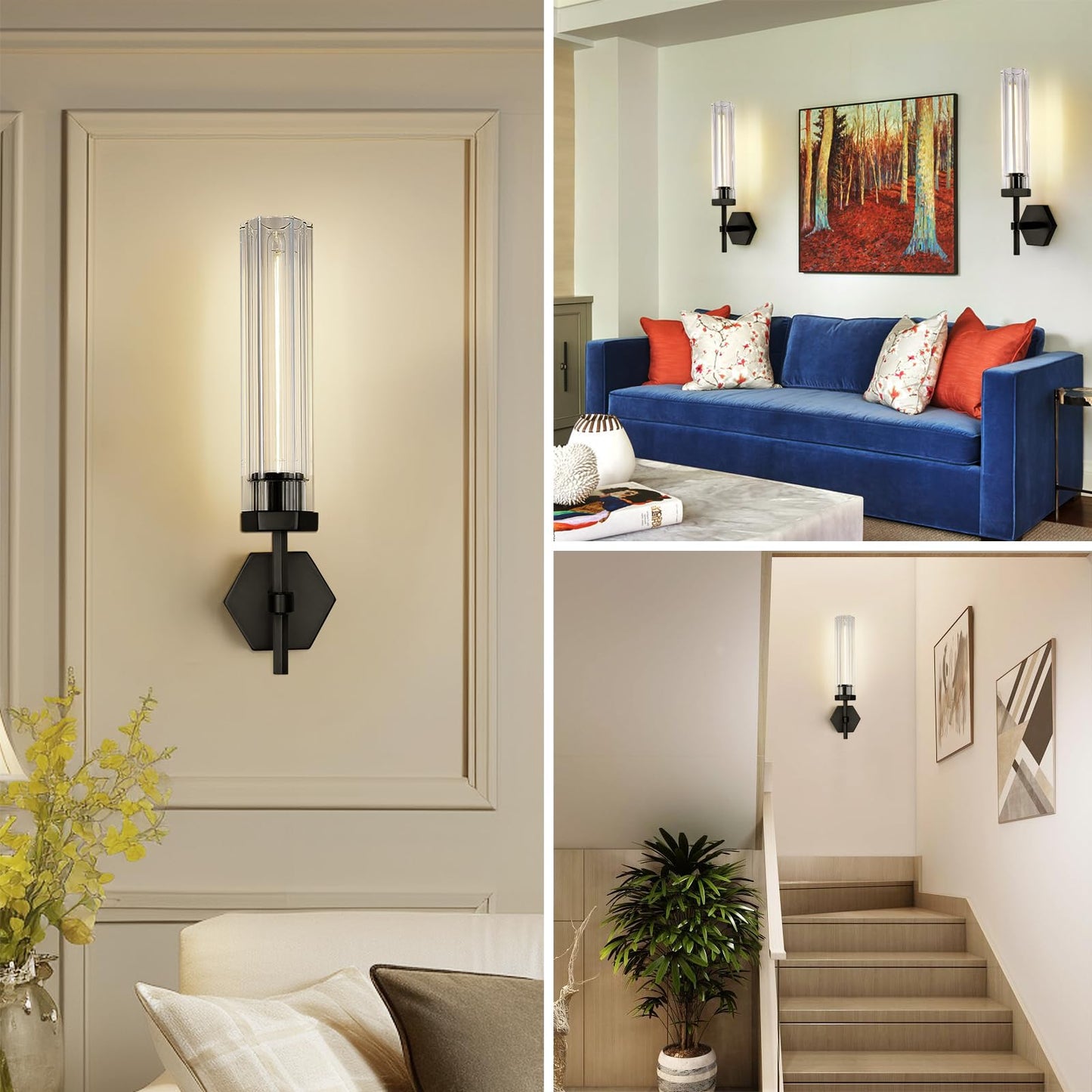 Crystal Bathroomvanity Wall Sconces Set Of Two Black Modern Bathroom Wall Sconces 12.59In Crystal Vanity Lights Fixture Indoor Sconces Wall Lighting For Bedroom Hallway Staircase Living Room