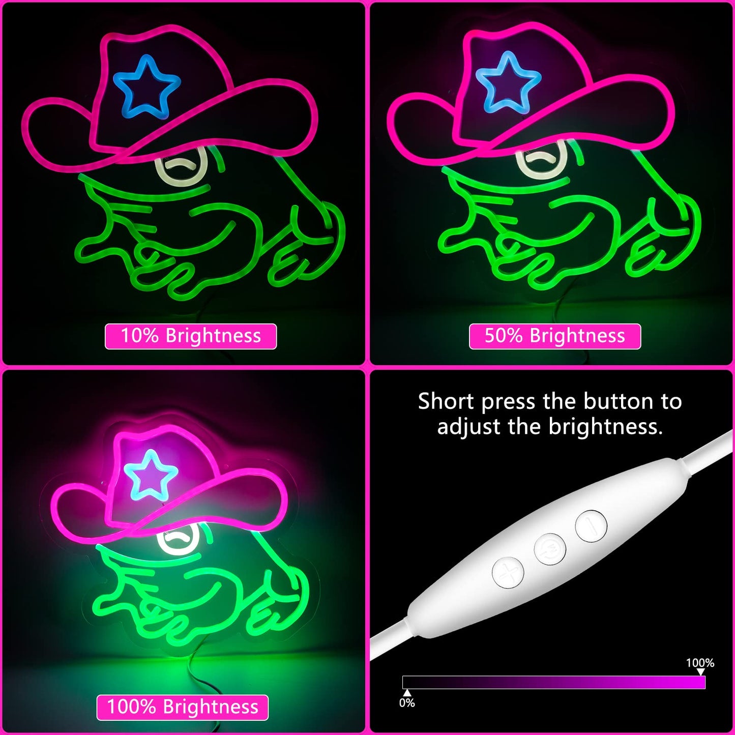 Moodlion Cowboy Hat Neon Signs For Wall Decor  Dimmable Frog Neon Art Sign Led Light Man Cave Cool Funny Bedroom Room Lights  Cute Neon Light Up Signs Frog Decorations Birthday Party Gifts