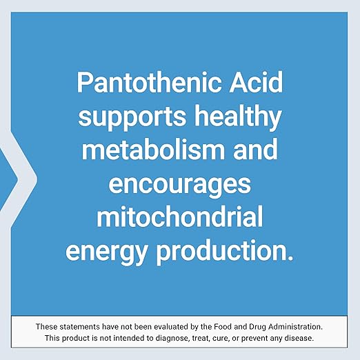 Life Extension Pantothenic Acid, 500 mg, Vitamin B5, Calcium, Support Healthy Metabolism, Mitochondrial Energy Production, Gluten-Free, Non-GMO, Vegetarian, 100 Capsules