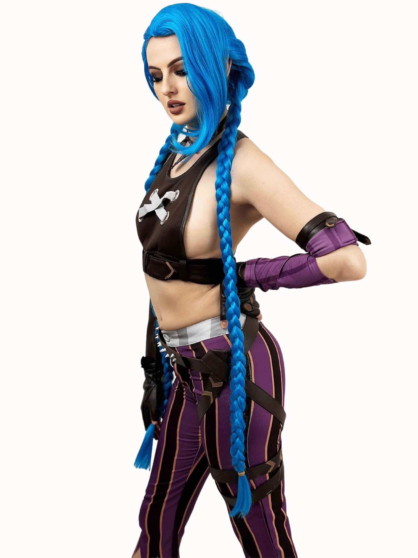 ALLAURA Blue Braided Cosplay Wig for Women Anime - Compatible with Jinx Cosplay Halloween Anime Party Heat Resistant