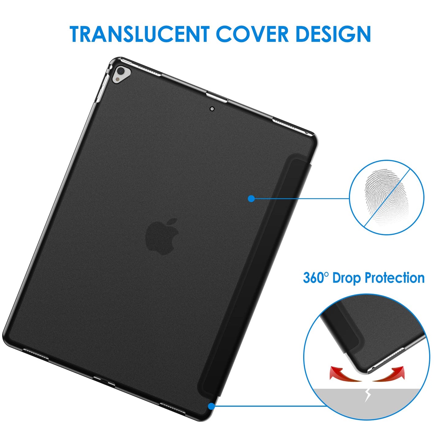Jetech Case For Ipad Pro 12.9 Inch (1St And 2Nd Generation, 2015 And 2017 Model), Auto Wake/Sleep (Black)