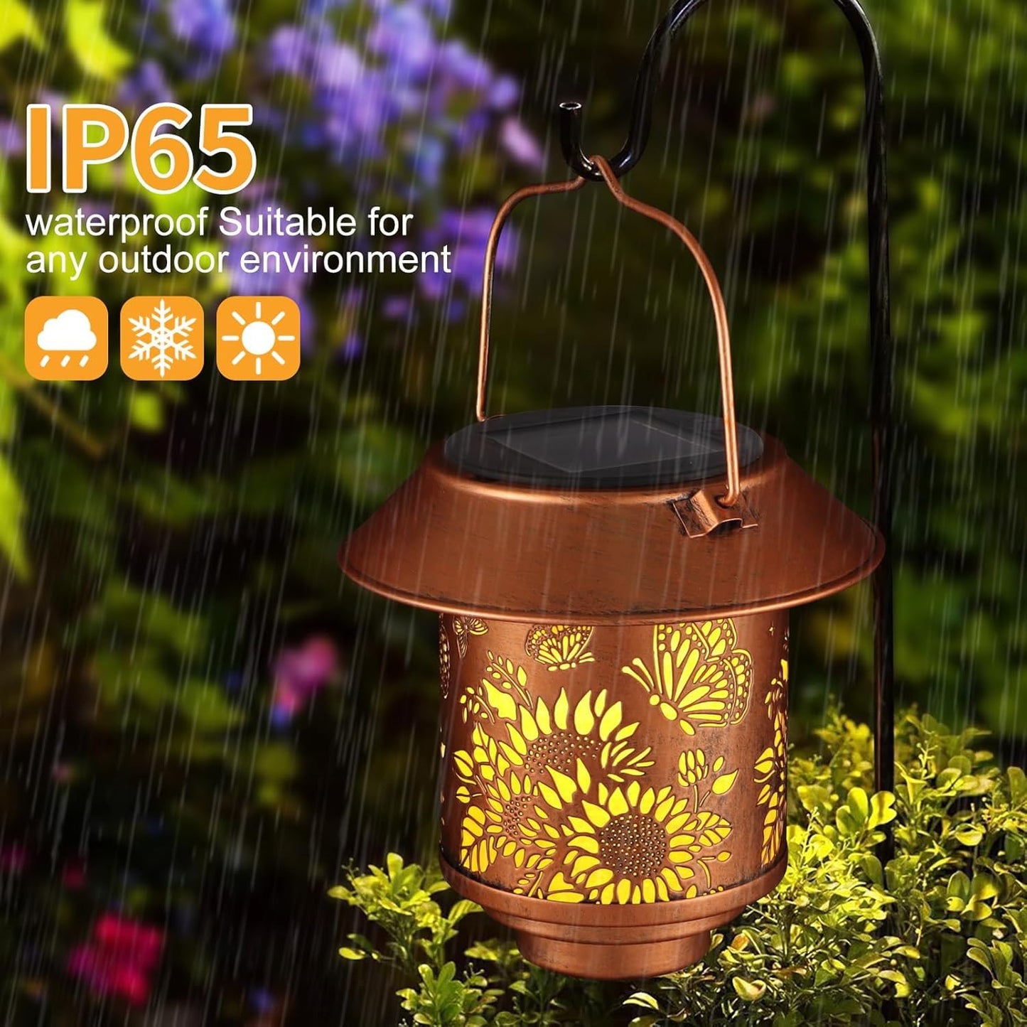 Solar Lantern Outdoor Hanging Lights Gifts For Women Mom Metal Garden Decor Outside Waterproof Led Lanterns For Patio(Butterfly-2Pack)