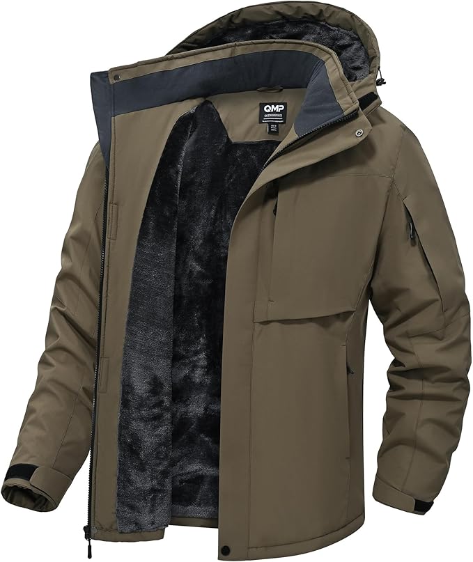 HotPoem Winter Jackets Coats For Men Ski Snow Waterproof Fleece Liner Windproof Raincoat 6 Pockets