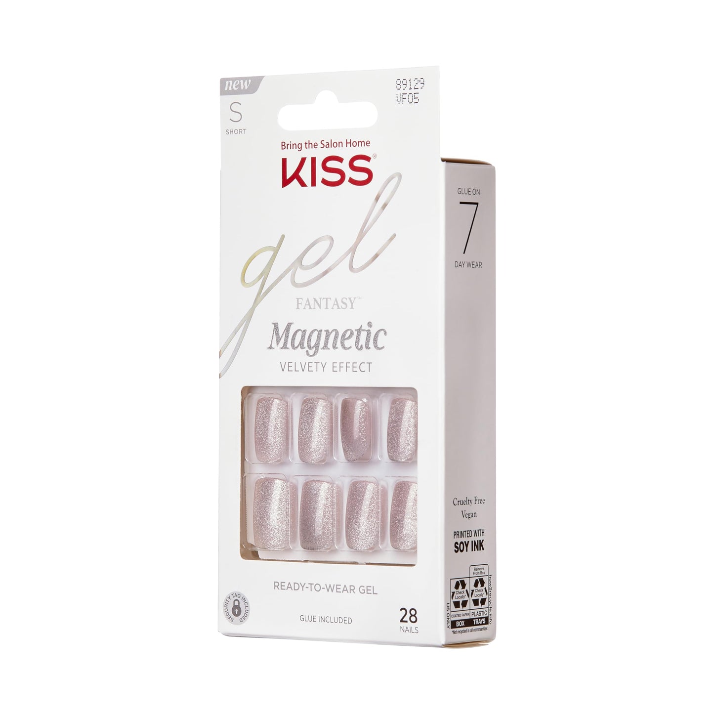 KISS Gel Fantasy Magnetic Gel Nails - Dignity, Blue Fashion Nails, Short & Square, Easy Application, Waterproof, Chip Proof, Smu