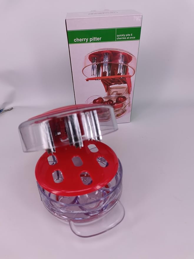 Cherry Pitter Tool - Pit 6 Cherries at Once, Mess-Free Cherry & Olive Pitter with Tray, 304 Stainless Steel Multi Pitters for Fast Prep & Easy Cleanup