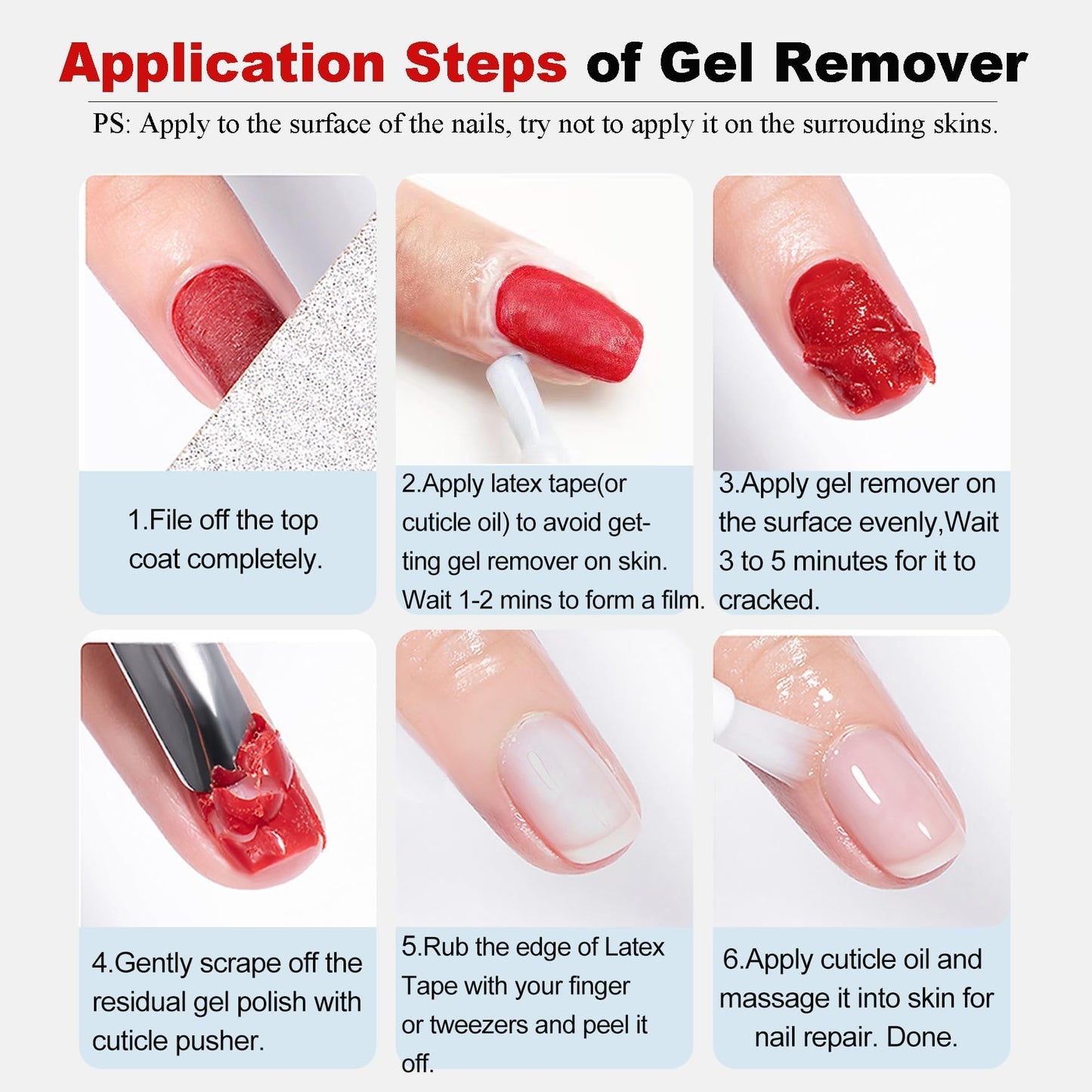 LOUINSTIC Gel Remover Kit - 3 Pcs (45ml) - Quick, Gentle Nail Care Solution for Home or Pro Use with Nail File