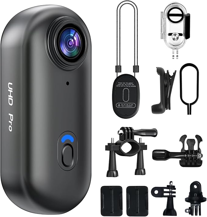 dahocamgo 4K Mini Body Camera, Sports POV Cameras, Portable Body Cam, Thumb Action Camera, Waterproof Wearable Camera, Hel...