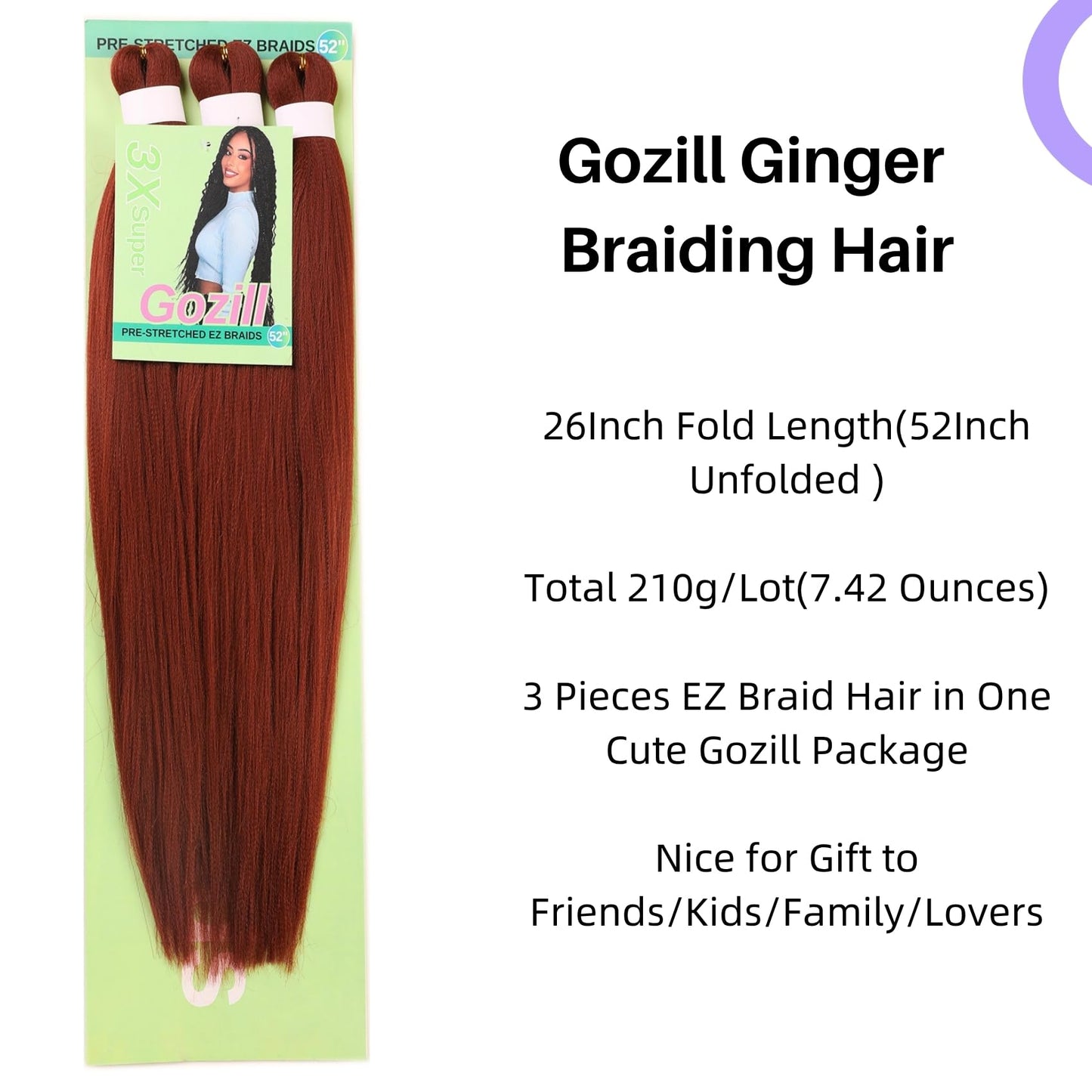 Ginger Braiding Hair Pre Stretched 350# Knotless Braids Hair Extension for Braiding