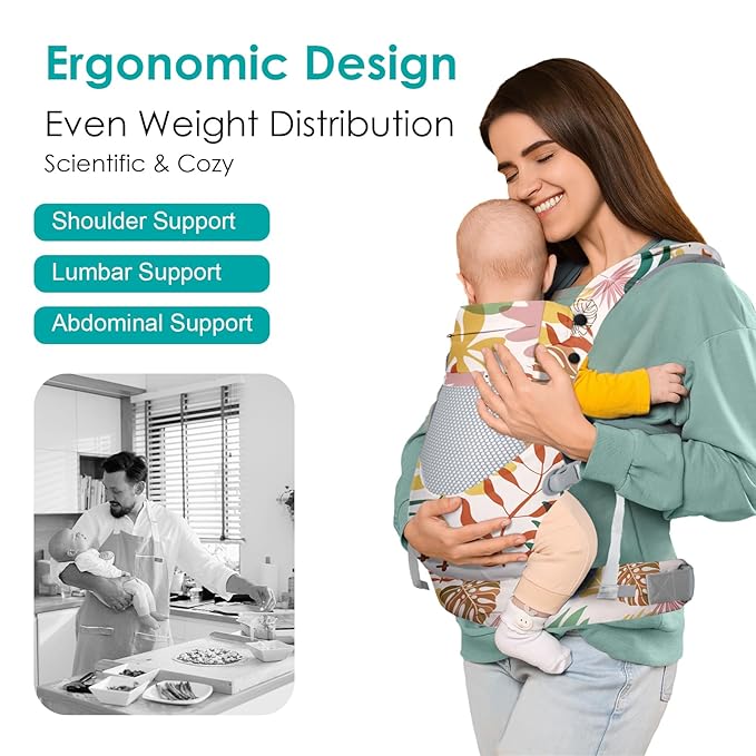 Infant Baby Front Carrier, Toddler Body Carrier, 7-66 Lbs Ergonomic Design, Lumbar Support, Lightweight Baby Chest Carriers (3-36 Months)