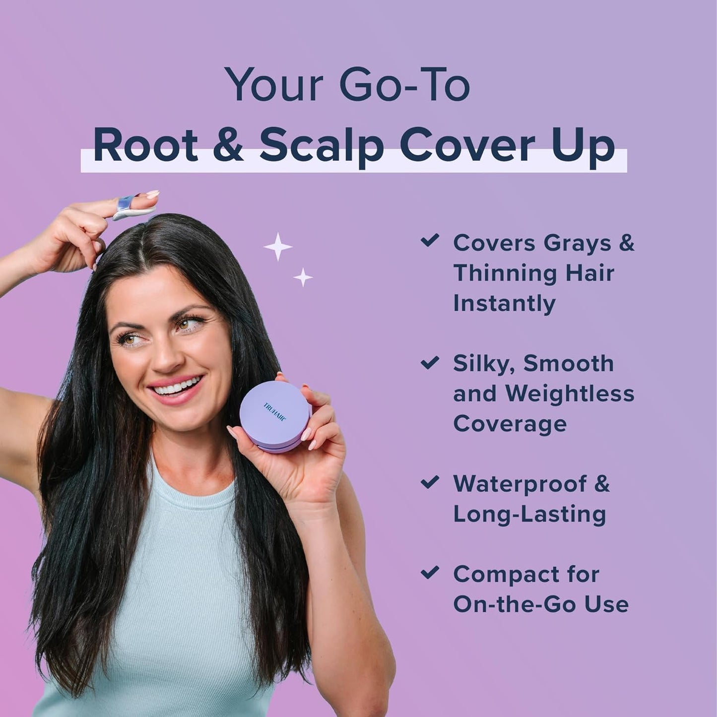 TRUHAIR Root & Scalp Cover Up Pressed Powder Compact Refill, Waterproof, Weightless Hair Coverage & Bald Spot Concealing, Root Touch Up Hair Color for Gray Coverage & Thinning Areas, 0.35 Oz (White)