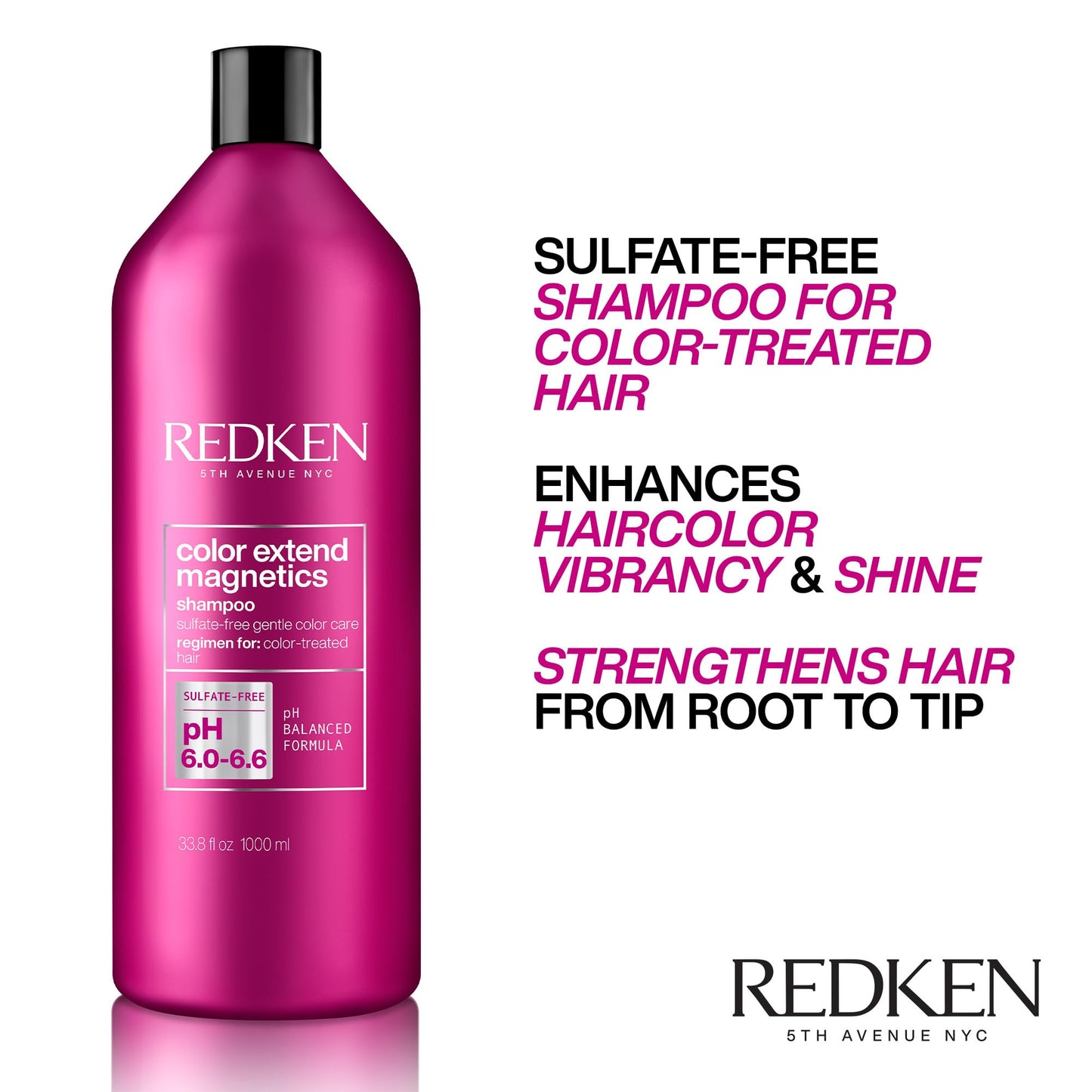 Redken Color Extend Magnetics Shampoo | For Color-Treated Hair | Gently Cleanses & Protects Color | With Amino Acid | Sulfate-Fr