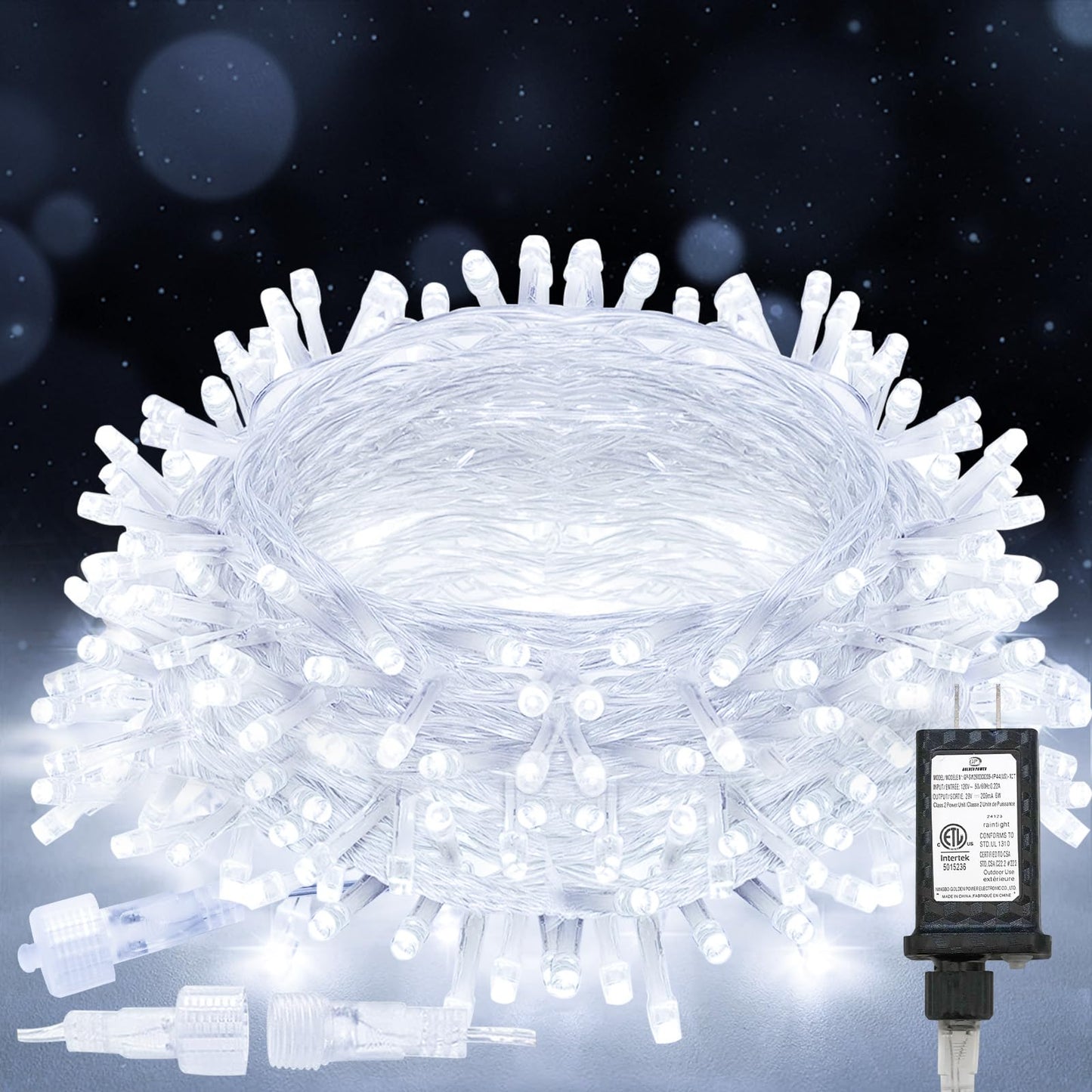 suddus 33ft 100 LED White String Lights, Connectable, 12 Modes, Indoor/Outdoor, Model SD-100STRW