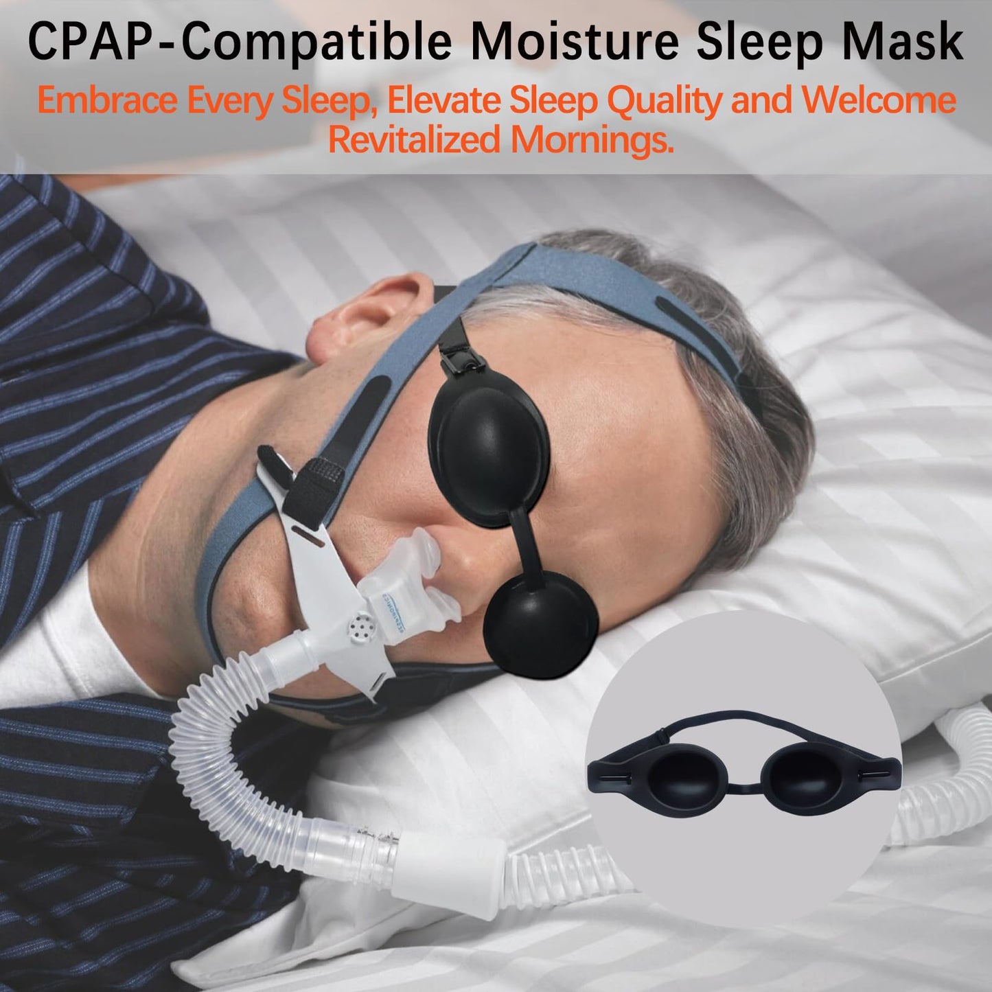 Moisture Chamber Glasses for Dry Eyes – Vowleike 3D Silicone Small Face Design Soft Sleep Goggles for CPAP Users with Adjustable Strap, Reusable Hydrating Sleep Eye Mask for Night (Semi-Matte Black)