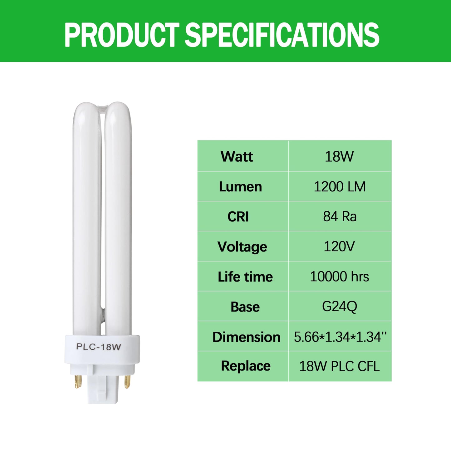 Zfegto Fds18E35/4 Cfl Light Bulbs For Panasonic  4 Pin G24Q-2 Base 18W 3500K Double Tub  Compact Fluorescent Light Bulbs 4Pcs