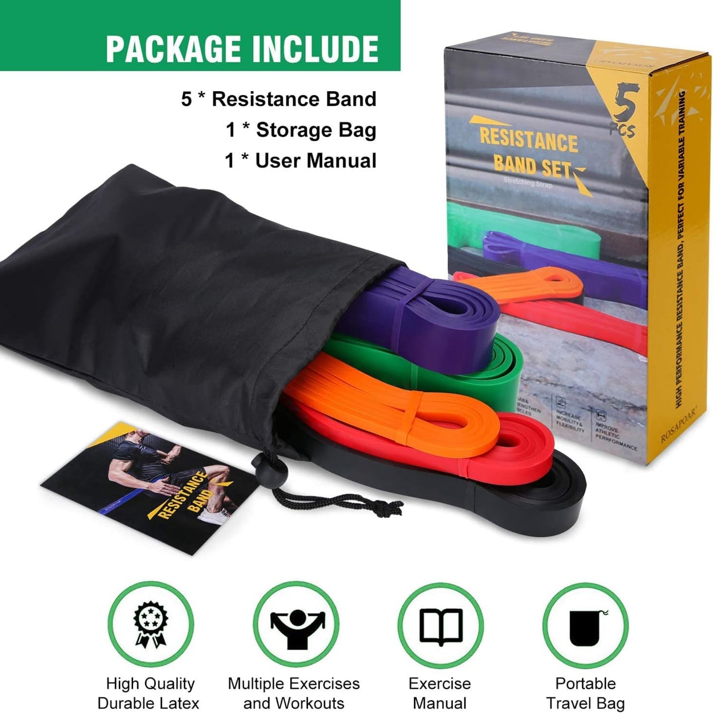 Resistance Bands, Pull Up Assist Bands - Workout Bands, Eexercise Bands for Working Out, Fitness, Training, Physical Therapy for Men Women
