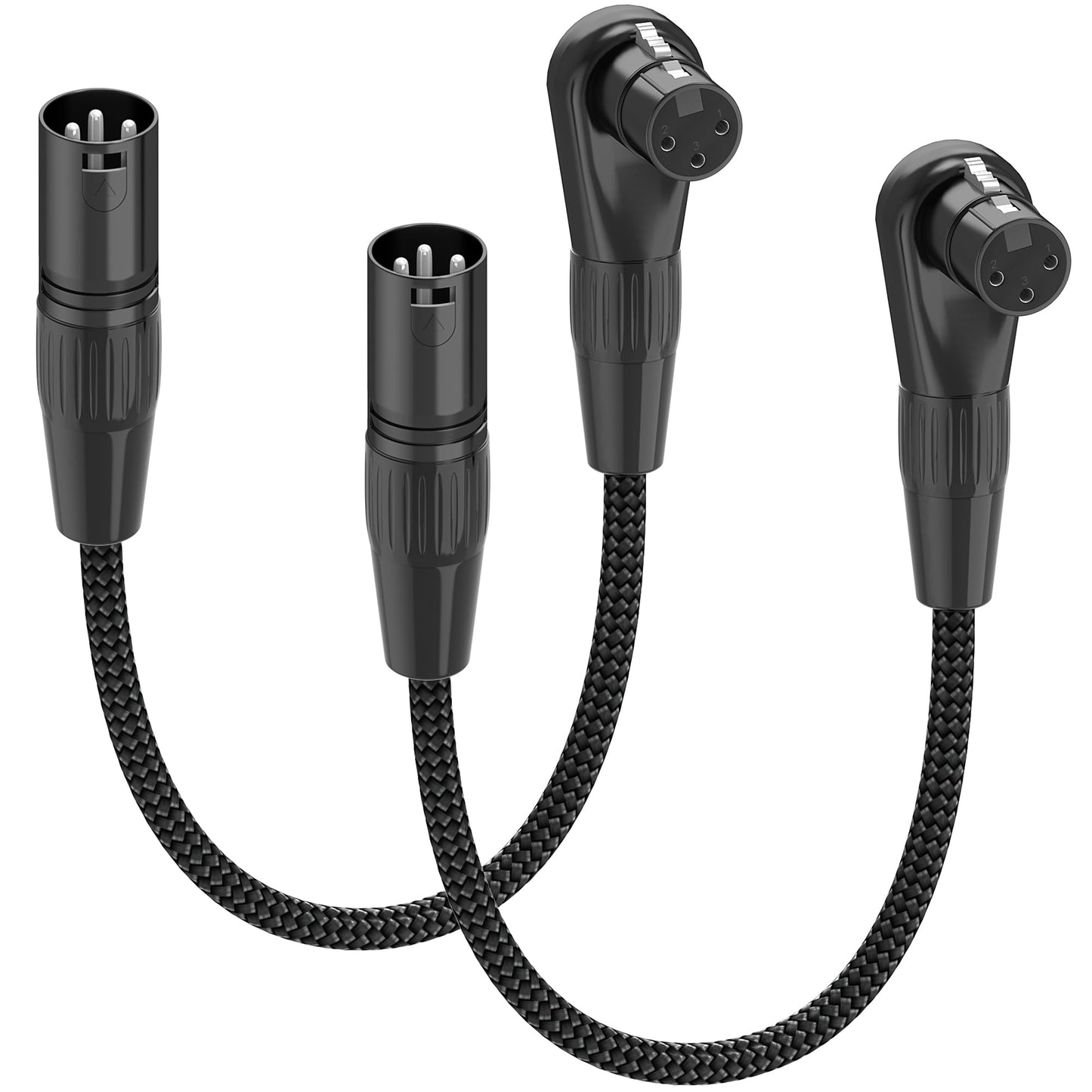 Hosongin Right Angle Xlr Cable, Adjustable-Angle Female To Straight Male 1Ft, 90 Degree Mic Cord For Mixer, Studio, Podcast - 2