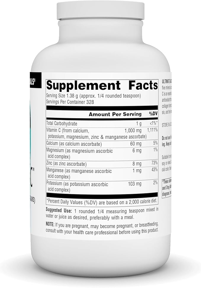Source Naturals Ultimate Ascorbate C Powder - Vitamin C - 1000 mg Supports Immune System - 16 oz