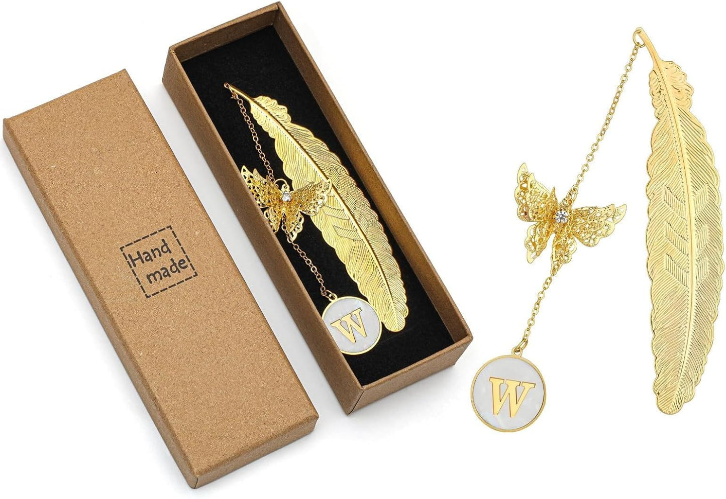 Personalized Initial Metal Butterfly Feather Bookmark for Women Girls Readers Book Lover Birthday Gifts for Women Her Teacher Girlfriend Wife Mom Sister Friend Daughter(A)