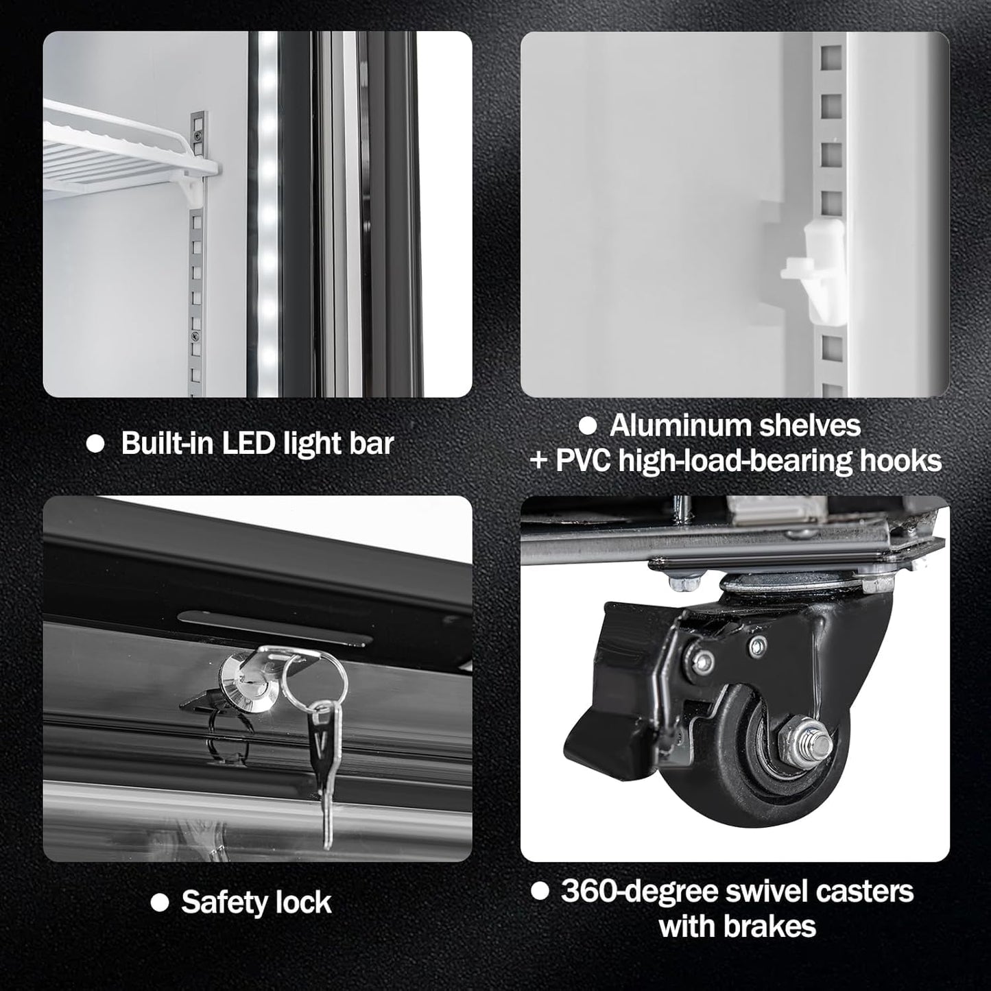 BINGERMA Commercial Display Refrigerator with Glass Door 12 Cu.ft Merchandiser Beverage Cooler Bar Black Drink Fridge for Convenience Stores, Supermarkets,Bars,Offices