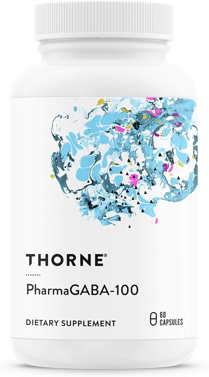 THORNE PharmaGABA-100 - GABA Supplement - 100 mg Natural Source Gamma-Aminobutyric Acid - Support a Calm State of Mind and Restful Sleep* - 60 Capsules
