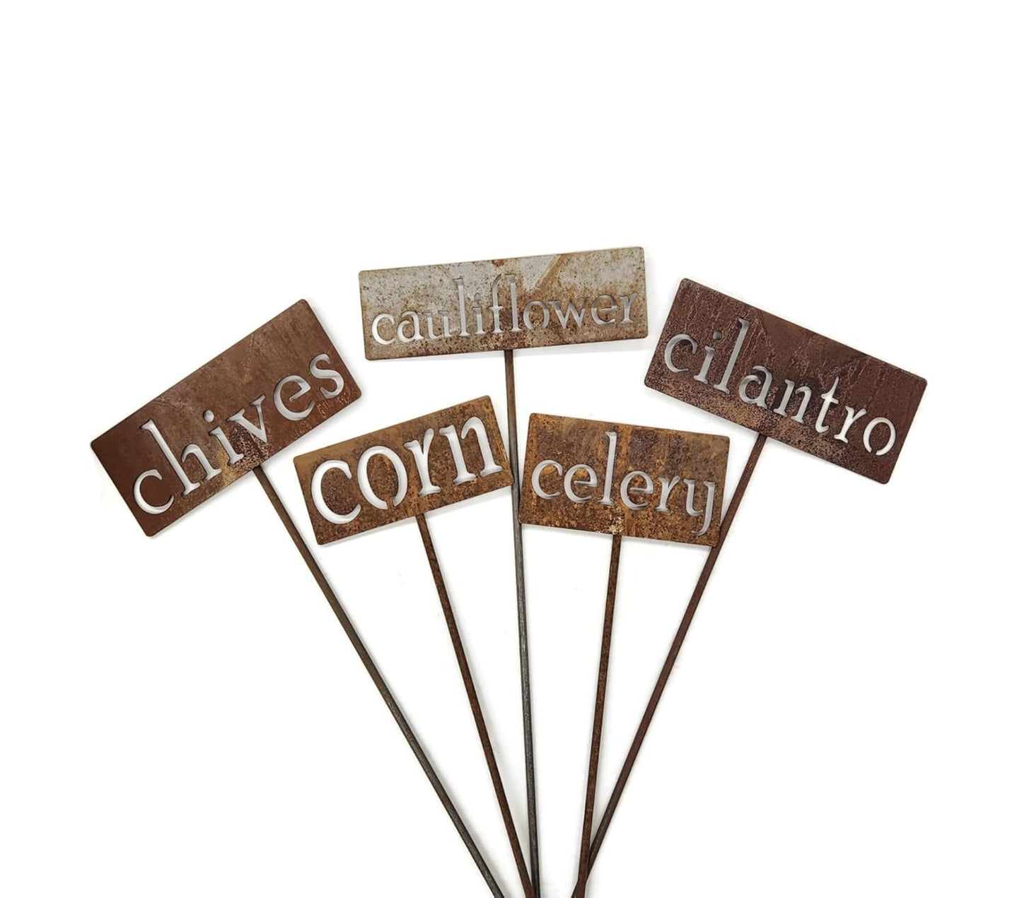 Classic Metal Garden Markers 19 Inches Tall (cilantro, Naturally Rusted)