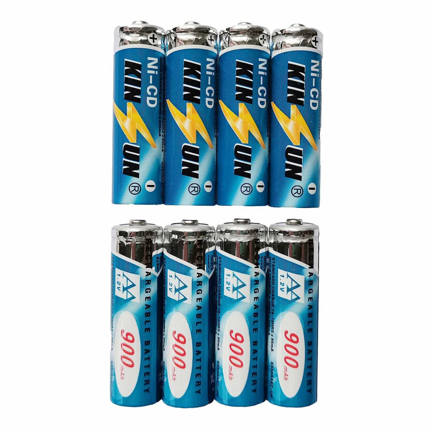 Kinsun 8-Pack Rechargeable Ni-Cd Aa Batteries 1.2V 900Mah For Solar Garden Lights