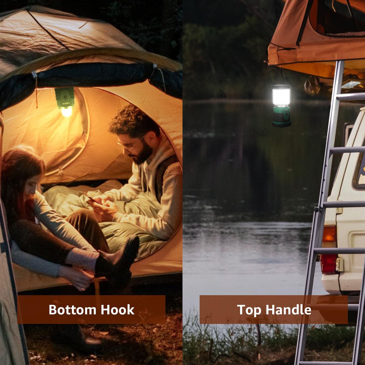 Lepro LED Camping Lantern, 350LM, 4 Light Modes, Battery Powered, White, Model PR330032-2, 2 Pack