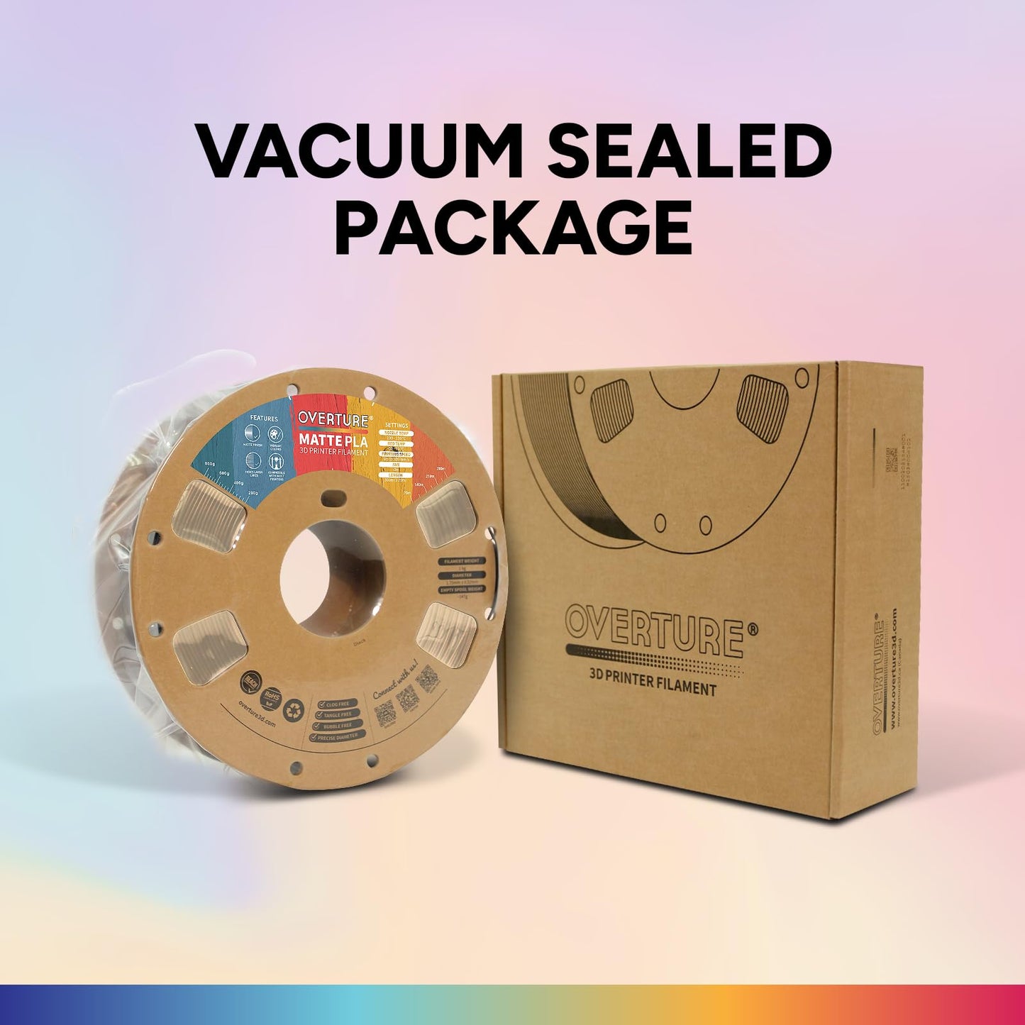 OVERTURE Matte PLA 3D Printer Filament 1.75mm, Matt Surface & Low Warping Filament 1kg Spool (2.2 lbs), Accuracy +/- 0.02 mm, Fit Most FDM Printers (Matte Light Brown)