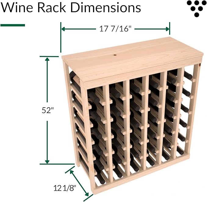 Wine Racks America Living Series Table Top Wine Rack - Durable and Modular Wine Storage System, Pine Unstained - Holds 36 Bottles