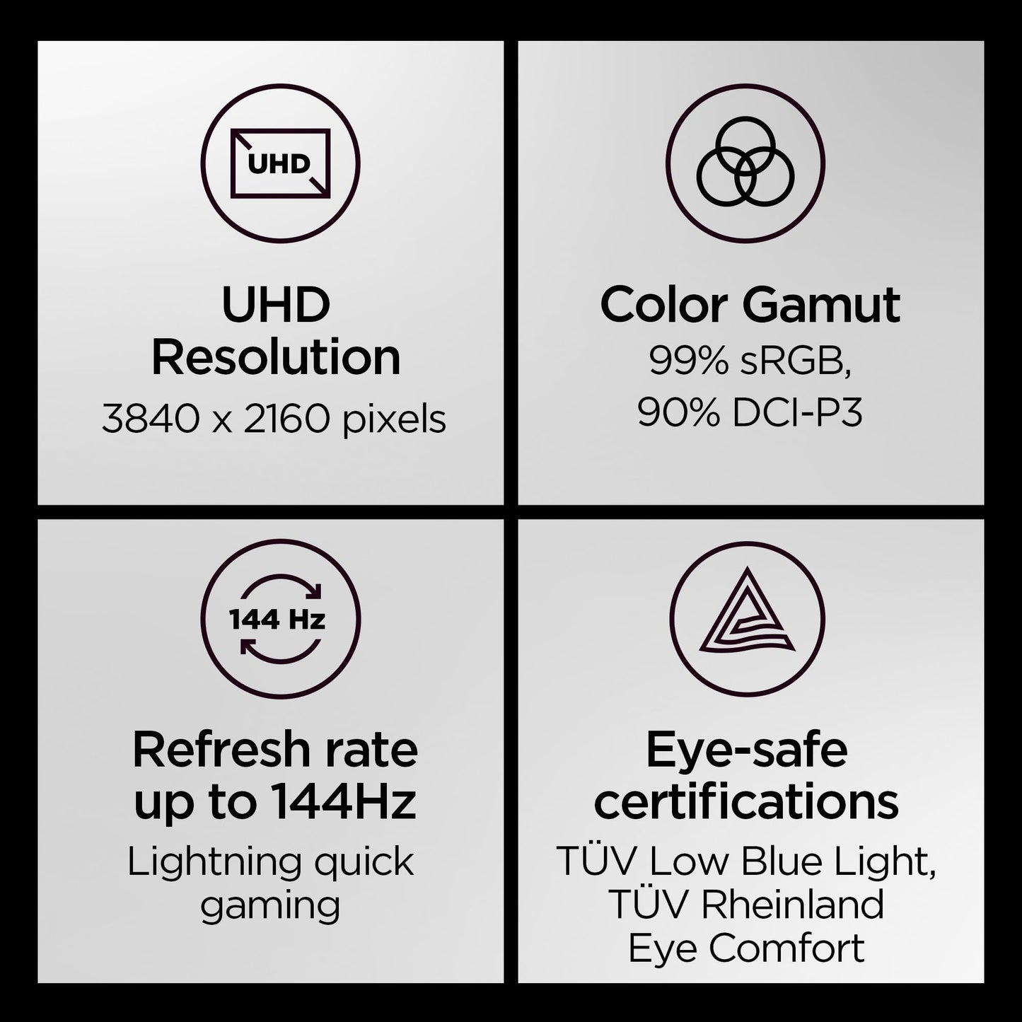Lenovo Legion Y32p-30 Monitor - Gaming Monitor - 31.5" UHD IPS Display - 144Hz - DisplayHDR™ 400 - AMD FreeSync™ Premium - 0.2ms MPRT - Raven Black - NearEdgeless Design