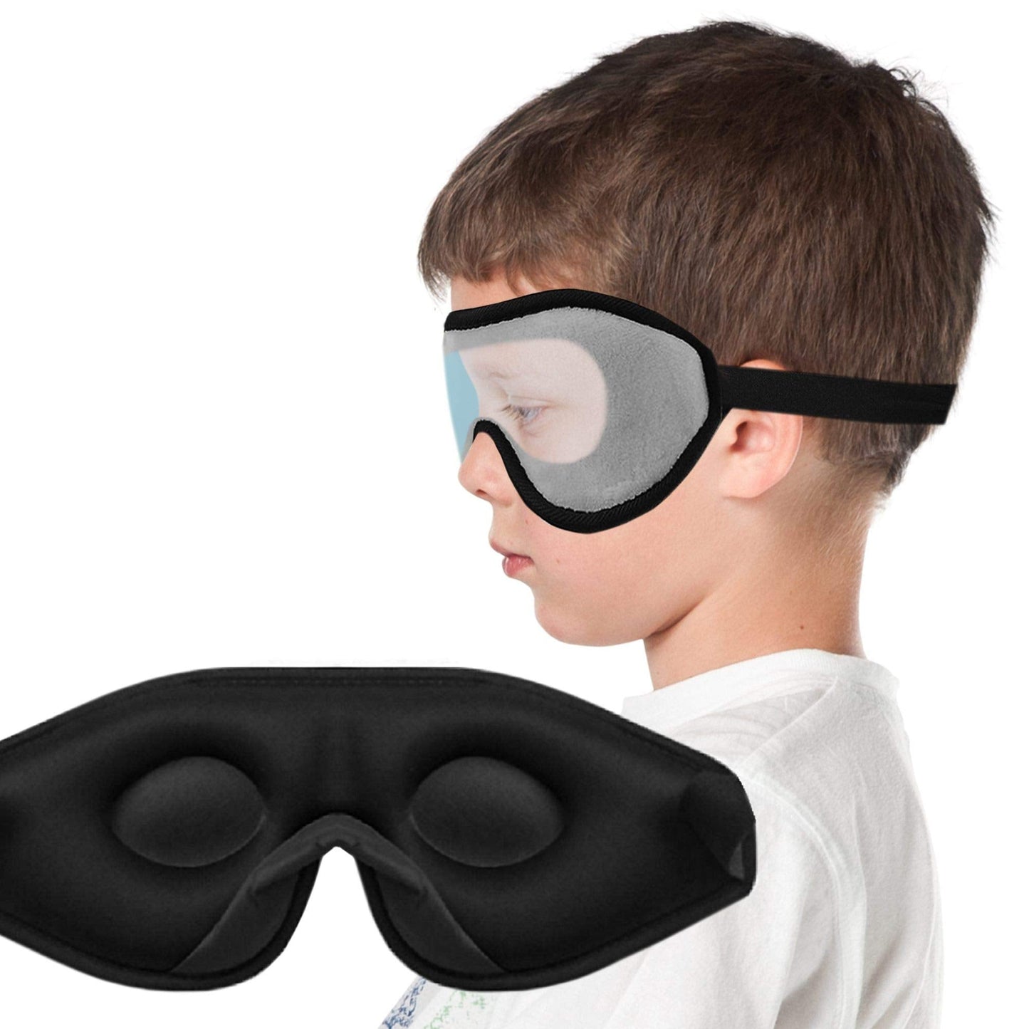 Sleep Mask for Kids with Blockout Light - Memory Foam 3D Contoured Eye Mask - Eye Cover & Travel Sleep Mask, Blindfolds for Kids, Girls, Boys (Blue)