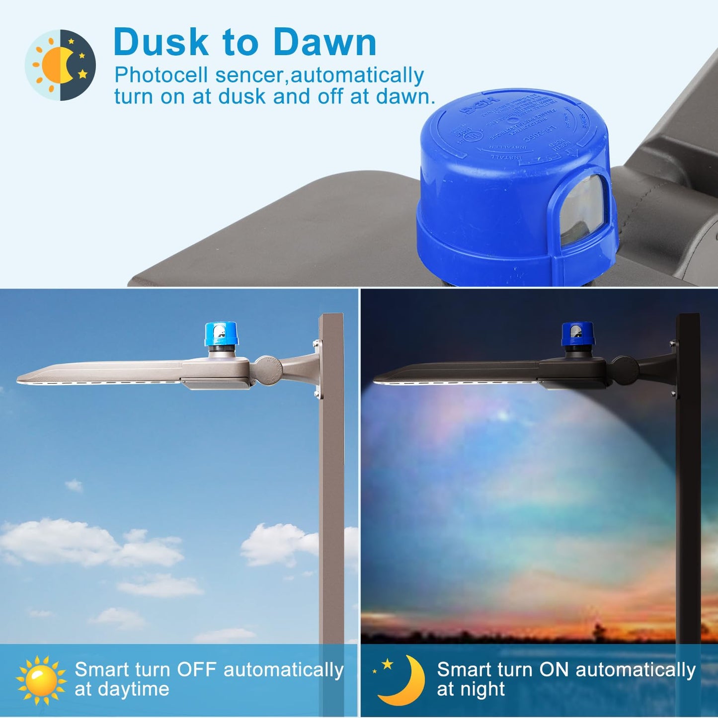2Pack 480W(486X1W Led) Led Parking Lot Lights 72000Lm (150Lm/W) 5000K Etl Listed Led Parking Lot Lighting With Smart Photocell & Arm Mount (Coverage: 66~130Ft At Height:30~60Ft) 7Yrs Warranty
