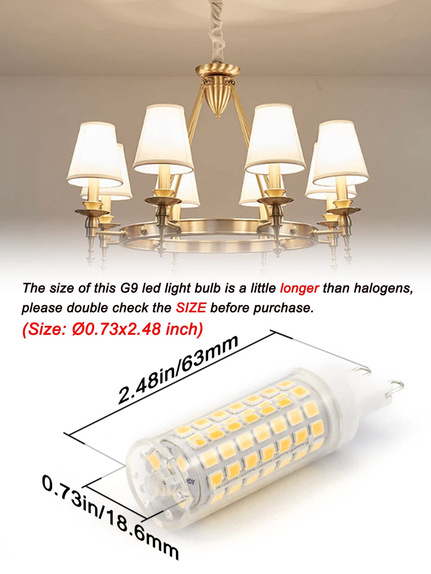 Ziomitus G9 Dimmable Led Bulbs 6W 4000K Natural White, 600Lm, 5-Pack, Halogen Replacement For Chandelier Lighting