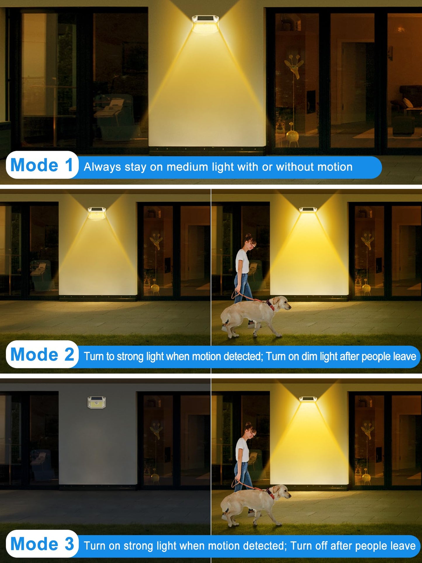 Lansow Solar Motion Lights Outdoor 6 Pack, 188 Led, Ip65 Waterproof, Warm White, 3 Modes, For Yard & Garden