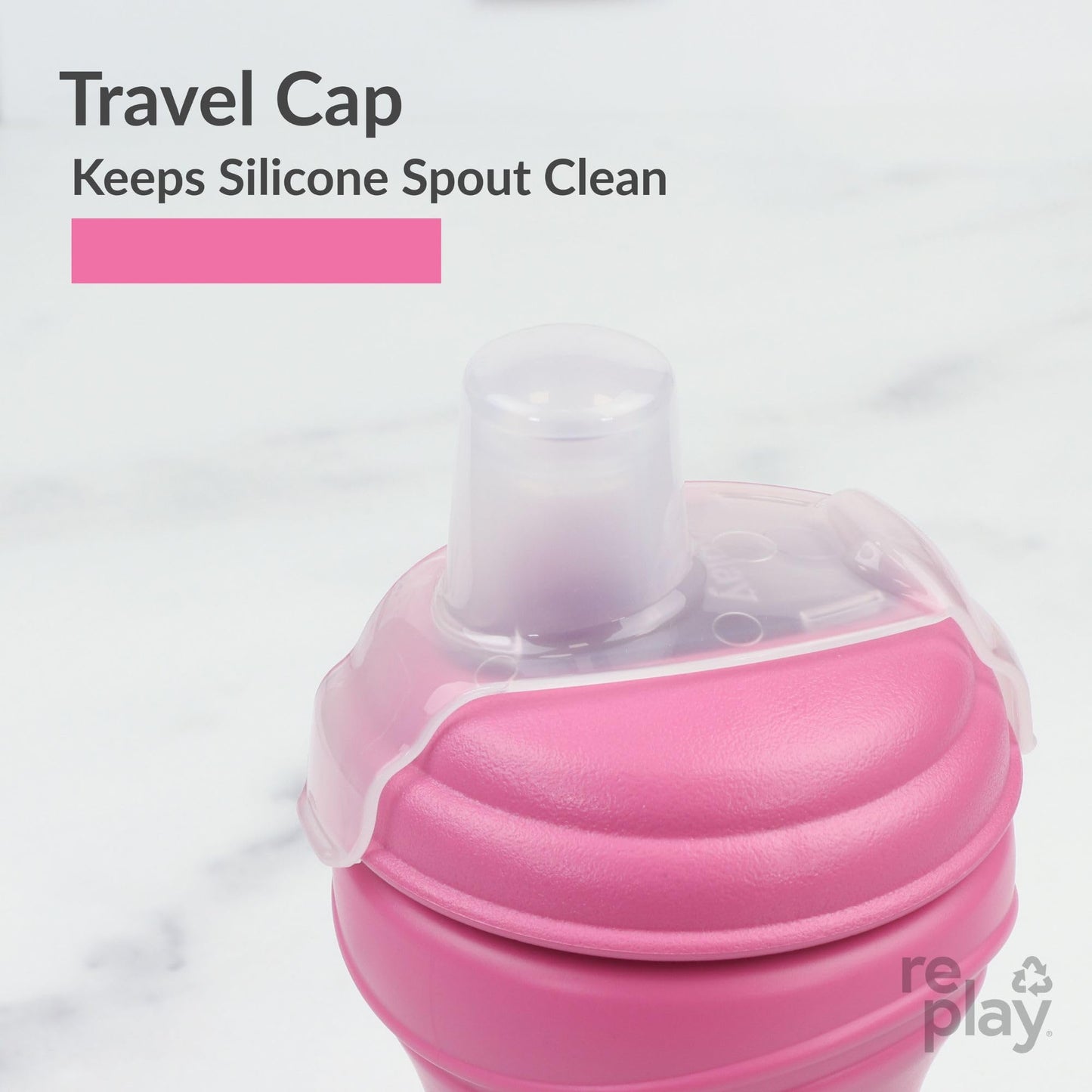 Re-Play 8oz Pack of 2 Transition Sippy Cups for Baby Toddler, Medical Grade Silicone Soft Spout & Travel Lid, Easy to Hold Hourglass Shape, Made in USA from Recycled Milk Jugs - Princess