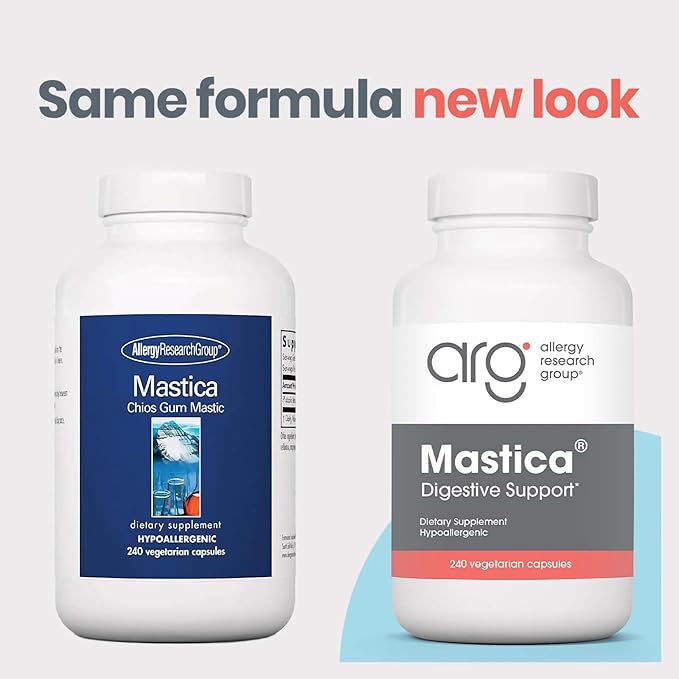 Allergy Research Group Mastica Dietary Supplement - GI Health, Helps Relieve Digestive Problems, Chios Gum Mastic, Hypoallergenic, Vegetarian Capsules - 240 Count