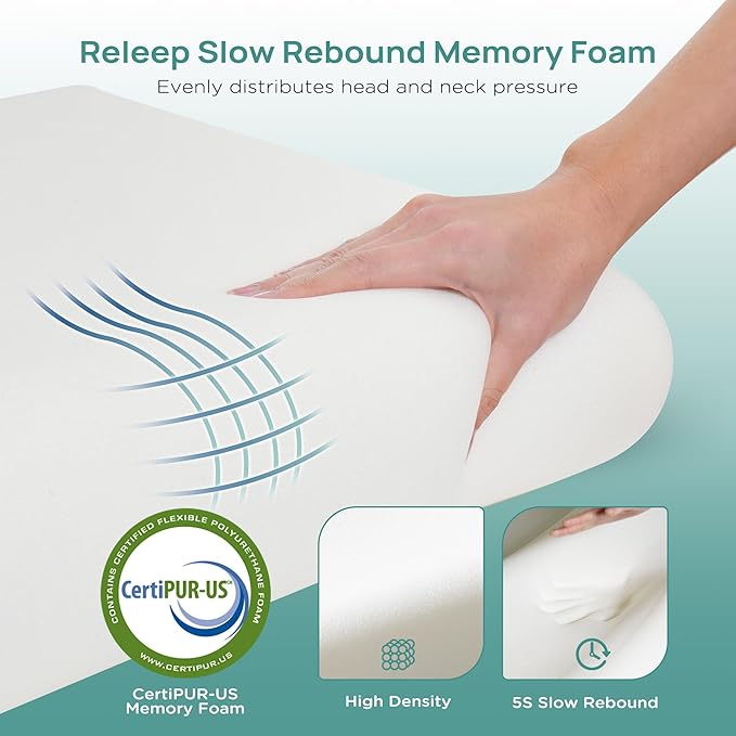 Soft Cooling Memory Foam Pillow, Neck Pillow for Sleeping, Cervical Neck Pillow for Side Sleepers, Back Stomach Sleepers, Ergonomic Pillow for Neck Pain Relief, Orthopedic Deep Sleep Pillow
