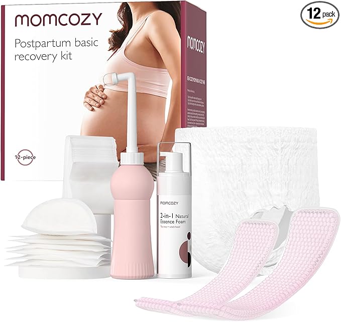 Momcozy Postpartum Recovery Essentials Kit, Labor Delivery Mom Care Kit, Self-Absorbent Disposable Underwear Nipple Nursin...