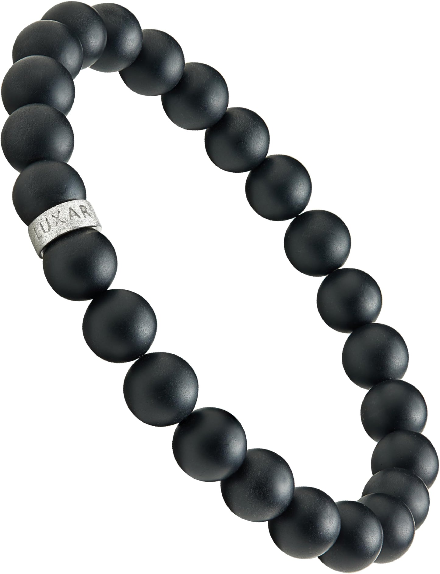 LUXAR Mens Black Onyx Stone Bead Bracelets | Matte Black 8mm Stone | Minimalist, Designer Jewelry for Men (925 Silver, Small)