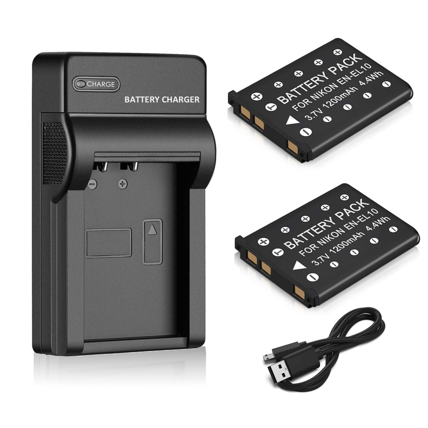 Mliepow 2 Pack En-El10 Battery And Micro Usb Charger Compatible With Nikon Coolpix S60, S80, S200, S205, S220, S230, S500, S510,