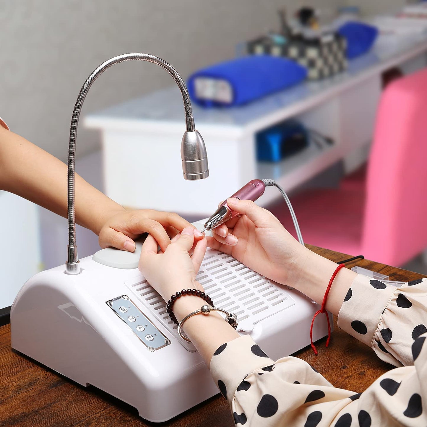 Nail Dust Collector Vacuum Multifunction Nail Art Machine,40W Nail Dust Collector for Acrylic,30000PRM Nail Drill with Bits and