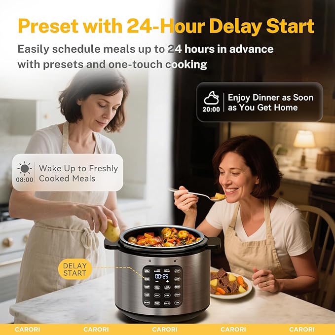 9-in-1 Electric Pressure Cooker, 1000W Instant Multi-Cooker with IMD Touchscreen, Olla de Presion, Non-Stick Pot, Rice Cook, Slow Cook, Steamer, Sauté, Warmer, Safe Venting, Silver 8 Qt