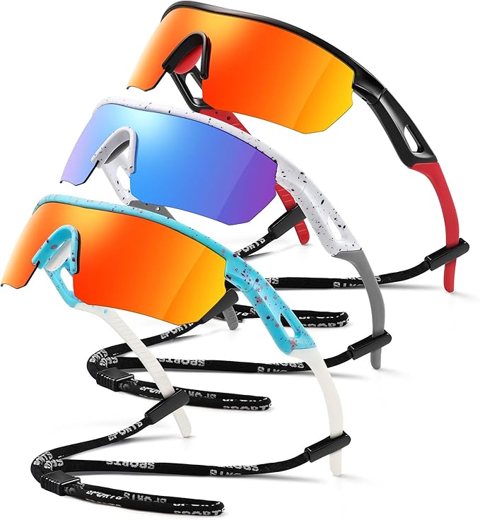Vcarsian Kids Sunglasses Youth Baseball Sun Glasses Polarized Sports TR90 Lightweight Cycling Shades Frame Boys Girls