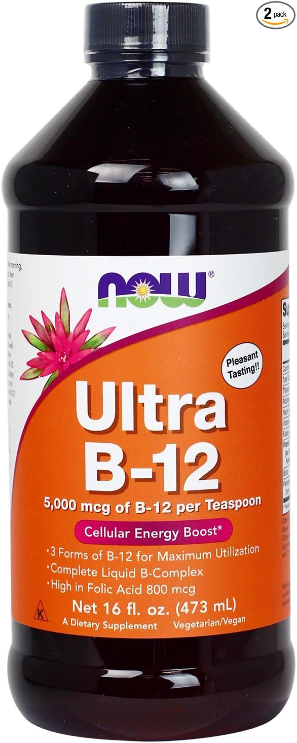 NOW Foods - Ultra B-12 Liquid Cellular Energy Boost 5000 mcg. - 16 oz. (2-Pack)