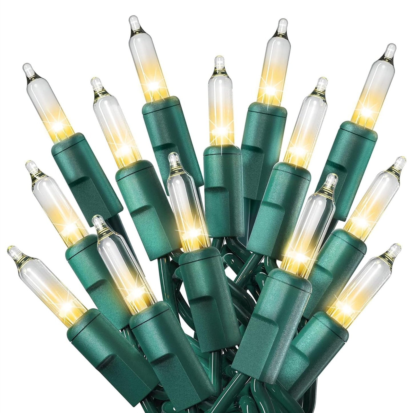 PREXTEX Clear Christmas Tree Lights, 100 Count, 20 ft, Ultra Bright, Green Wire, Indoor/Outdoor, Model ESD-100/2F