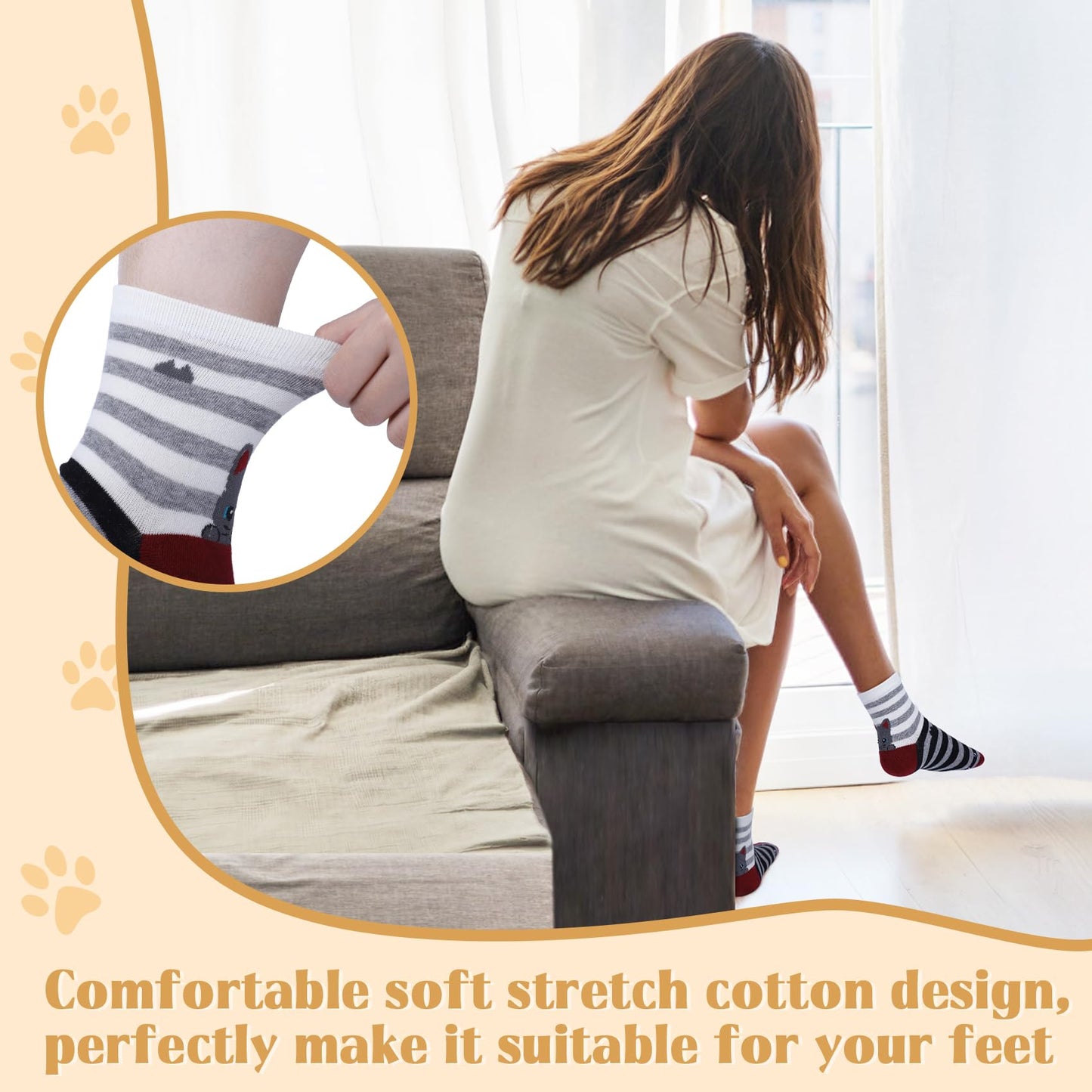 YSense 5 Pairs Cute Animal Socks for Women, Funny Dog Cool Cotton Art Painting Cat Socks Women