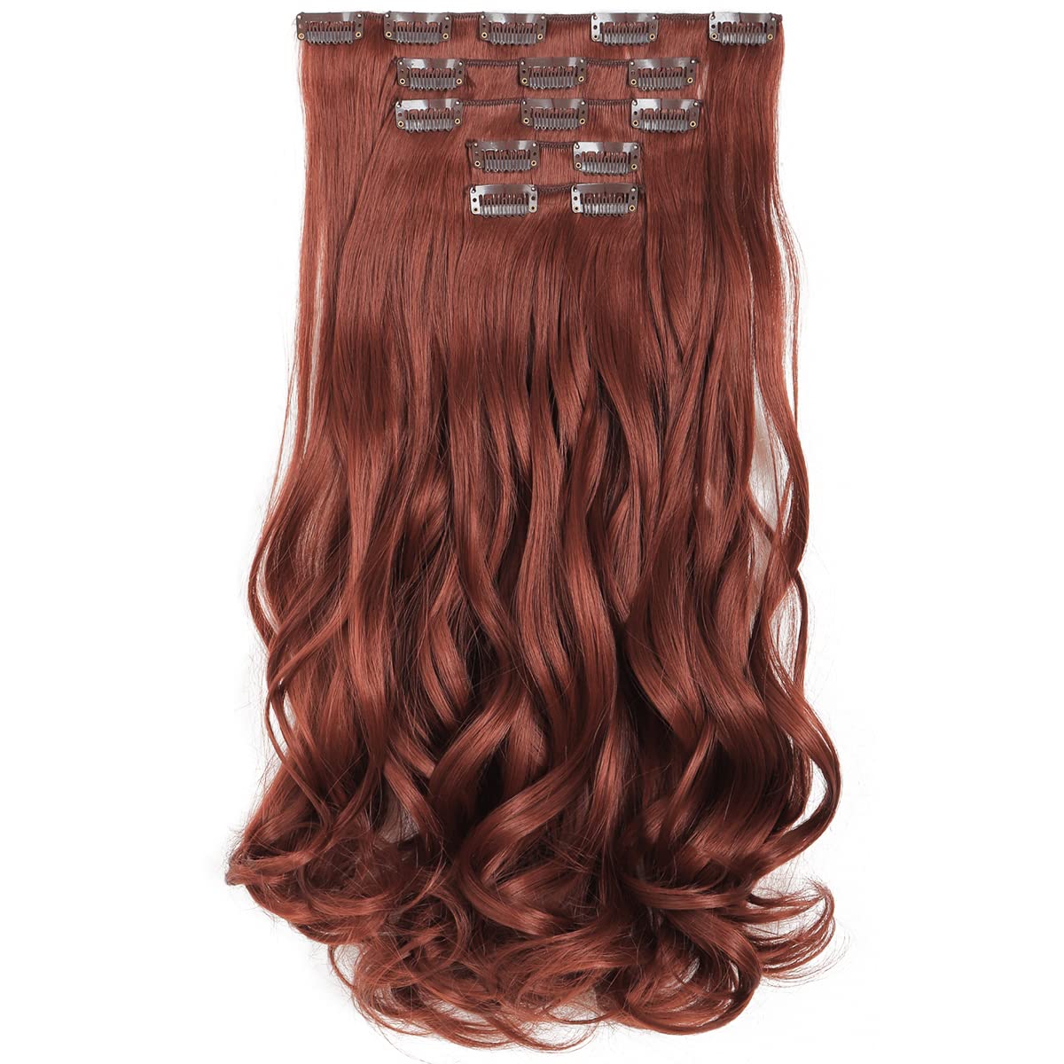 HSPJHTM Hair for Extensions Wave Auburn Hair Extension Clip on Hair Extentions for Women Halloween 18  Synthetic 5PCS Long Wavy