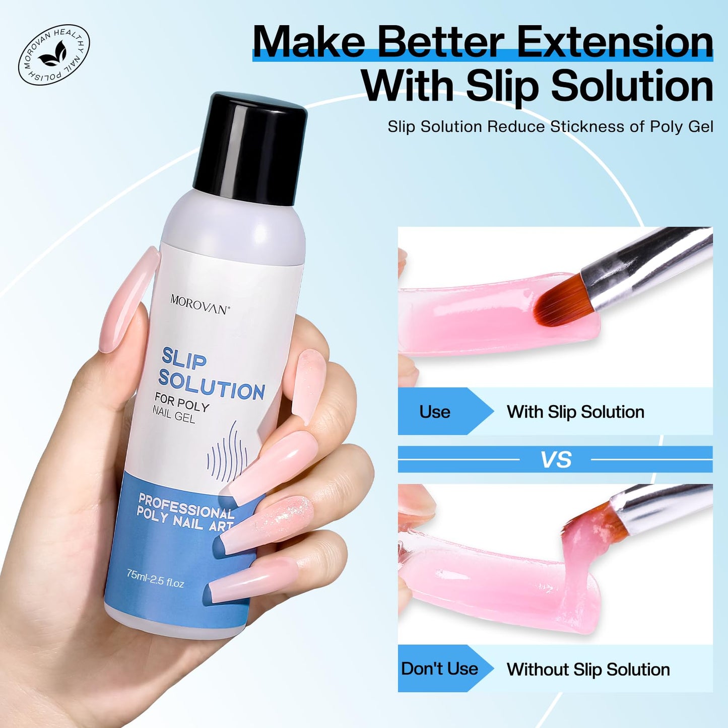 Morovan Nail Polygel Slip Solution: Salon-Grade Slip Liquid & Dual Toenail Forms for Beginner-Friendly Gel Nail Extension & Anti