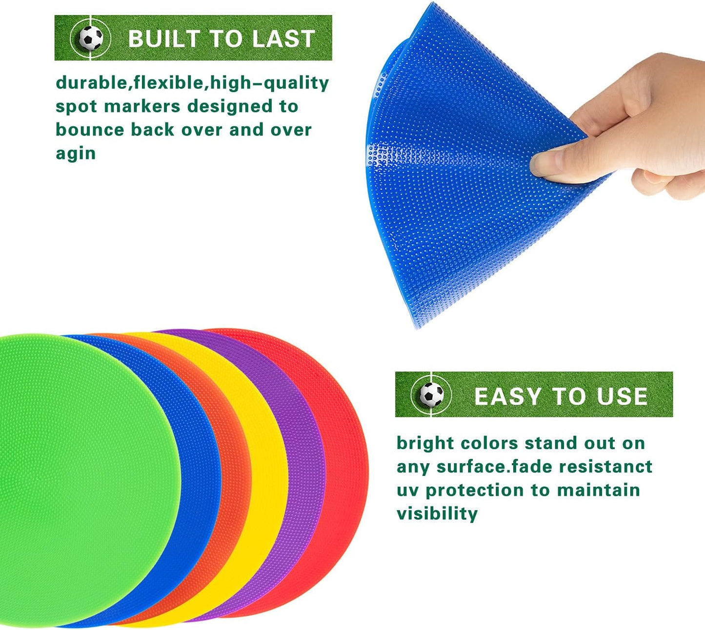 Spot Markers 4.72 Inch 9 Inch Non Slip Rubber Floor Markers Flat Field Cones Poly Dots for Soccer Basketball Sports Speed Agility Training and Drills